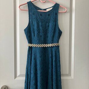Altar’d State sleeveless lace cocktail dress with beaded belt